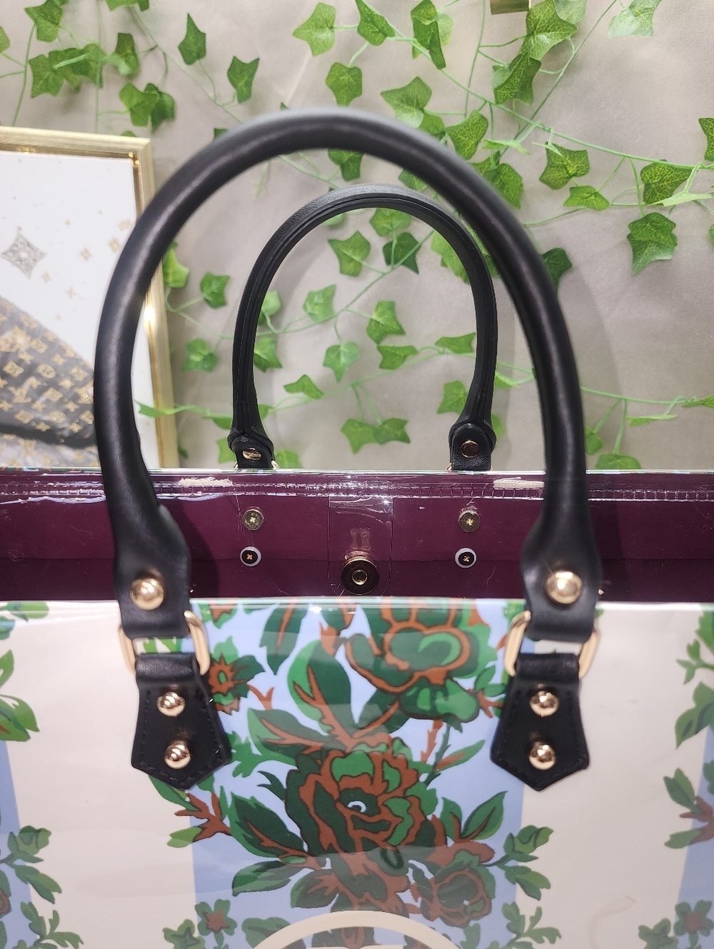 Authentic Tory Burch Retail Shopping Bag In PVC Purple Interior GORGEOUS - Picture 7 of 9
